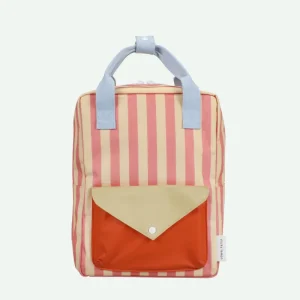 Sticky Lemon Backpack/Boekentas Medium Wonders | Envelope | Stripes | Coral Pink + Sandy Yellow