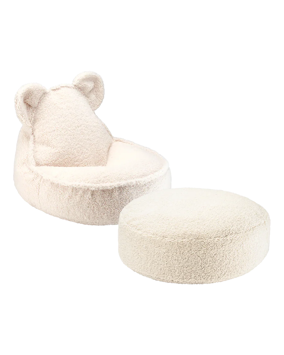 Wigiwama Teddy Bear Beanbag Chair/Zitzak met Ottoman - Cream White - Afbeelding 2