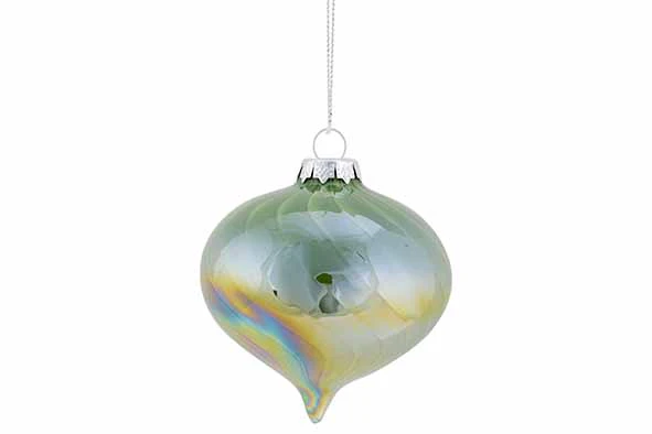 Cosy & Trendy Kerst Tol Kerstballen - Spiral Pearl - Ø8cm - Glas - Groen - Afbeelding 2