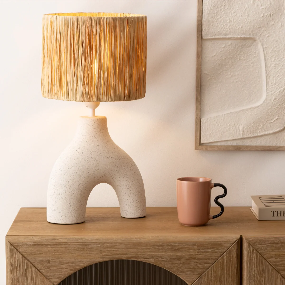 Atmosphera Keramieken Tafellamp - Ø25xH47cm - Wit - Afbeelding 3