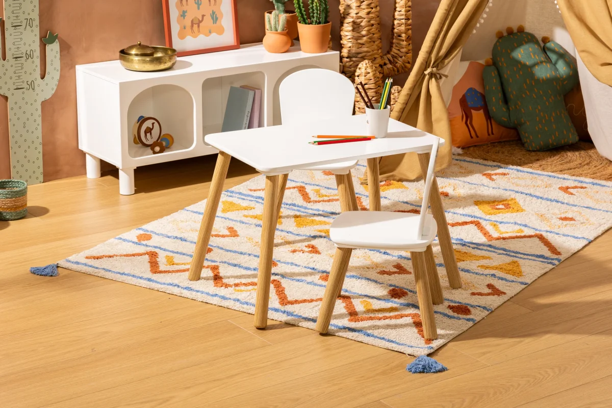 Atmosphera Kids Set Tekentafel/Kindertafel + Kinderstoelen - 58x38x43cm - Wit - Afbeelding 4
