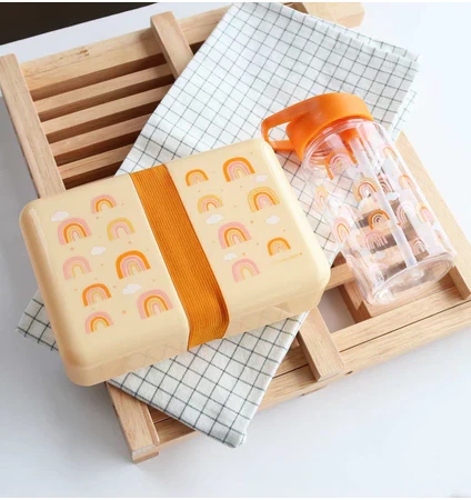 Bundel A Little Lovely Company Back to school set - Rugzak/Drinkfles RVS/4 Snackdozen/Lunchbox - Regenbogen - Afbeelding 3